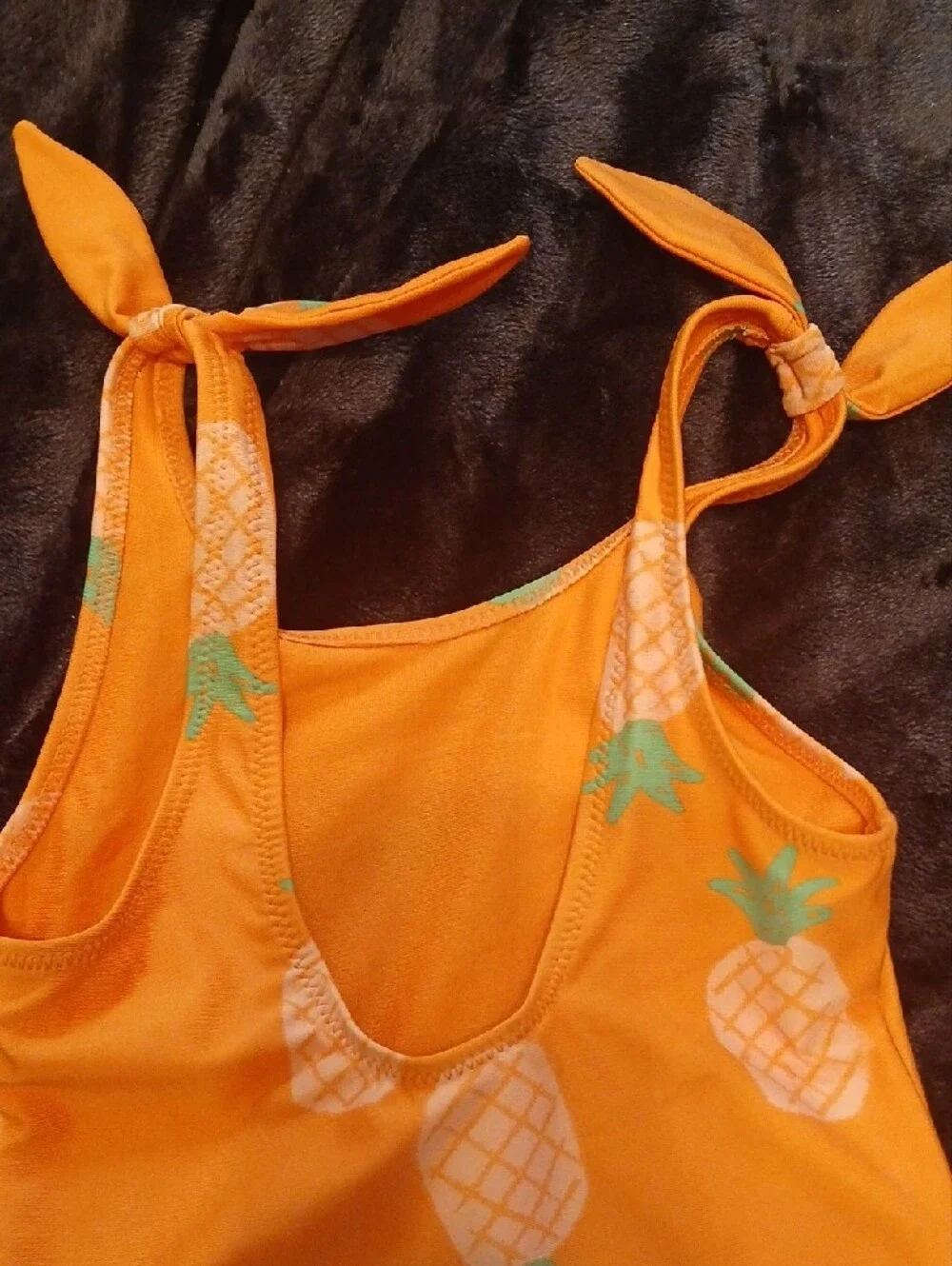 H&M Girls Orange Pineapple Print One-Piece Swimsuit 5t/6